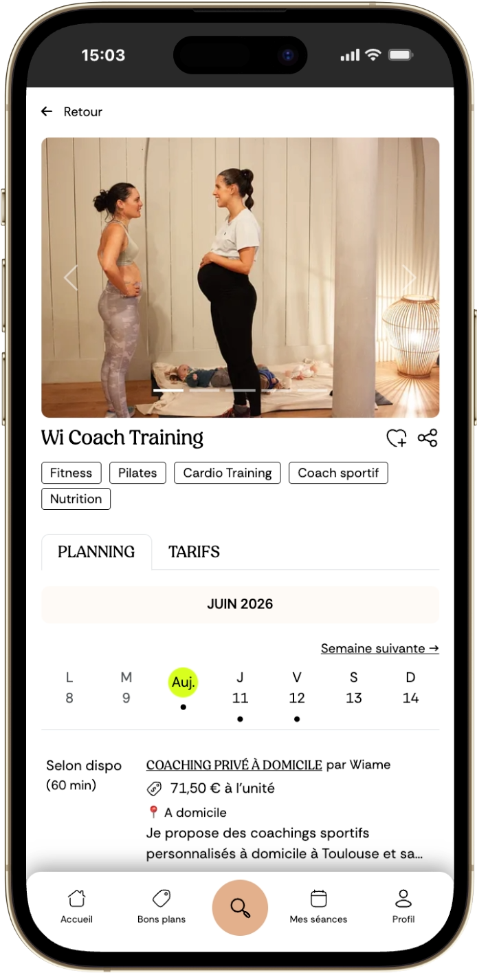 Page pro Wi Coach Training sur Fitmee